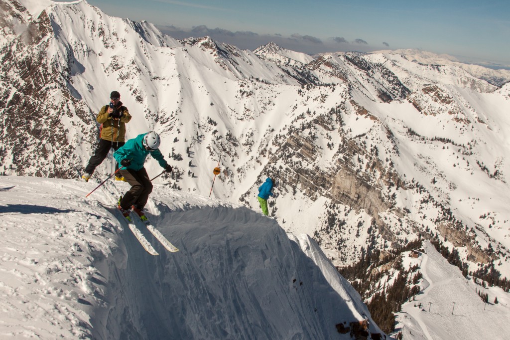 Descending Baldy Chute at Alta, Utah